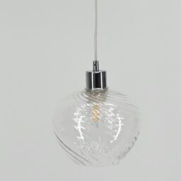 First Choice Lighting Set of 2 Bradson - Clear Swirl Glass with Chrome Pendant Fittings - thumbnail 5