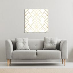 Benjamin Tate Design Golden Geo Pattern (Canvas Print) / 90 x 90 x 4cm in Natural - Size: 90 x 90 x 4 cm - thumbnail 1