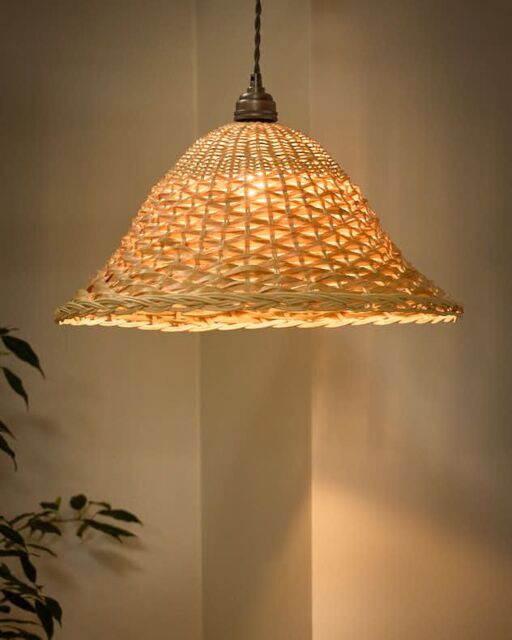 Dibor Traditional Rattan Two Tone Easy Fit Decor Ceiling Shade H22 x D44cm in Beige - image 1