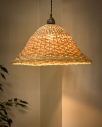 Dibor Traditional Rattan Two Tone Easy Fit Decor Ceiling Shade H22 x D44cm in Beige