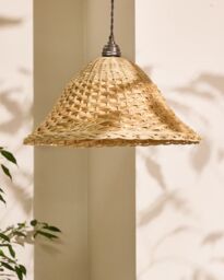 Dibor Traditional Rattan Two Tone Easy Fit Decor Ceiling Shade H22 x D44cm in Beige - thumbnail 2