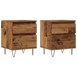 Berkfield Home Bedside Cabinets 2 pcs Old Wood 40x35x50 cm Engineered Wood in Brown - Size: 40 x 35 x 50 cm - thumbnail 2