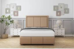 "Comfort Beds Savoy Dumfries Divan Base 4 Drawers - 26"" Headboard-Footboard in Light Brown - Size: Small Double" - thumbnail 3
