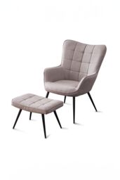 More4Homes Vera Fabric Occasional Living Room Modern Accent Chair with Footstool in Light Grey - thumbnail 2