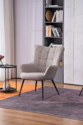 More4Homes Vera Fabric Occasional Living Room Modern Accent Chair with Footstool in Light Grey - thumbnail 5