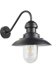 Loops Matt Black Outdoor Fisherman Wall Light & Clear Glass Shade - Front Porch Light - thumbnail 1