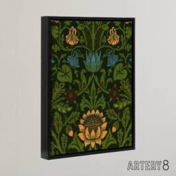 "Artery8 Violet Columbine Flower Detail W. Morris Framed Canvas Wall Art in Green - Size: W12"" x H16""" - thumbnail 2
