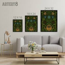 "Artery8 Violet Columbine Flower Detail W. Morris Framed Canvas Wall Art in Green - Size: W12"" x H16""" - thumbnail 4