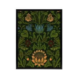"Artery8 Violet Columbine Flower Detail W. Morris Framed Canvas Wall Art in Green - Size: W12"" x H16""" - thumbnail 1