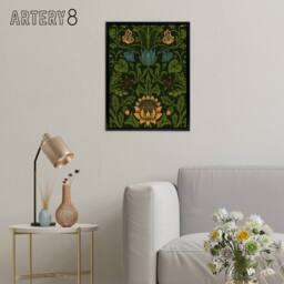 "Artery8 Violet Columbine Flower Detail W. Morris Framed Canvas Wall Art in Green - Size: W12"" x H16""" - thumbnail 3