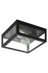 Eglo Amezola Clear Metal & Glass IP44 Bathroom or Outdoor Wall or Ceiling Light in Black