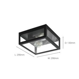 Eglo Amezola Clear Metal & Glass IP44 Bathroom or Outdoor Wall or Ceiling Light in Black - thumbnail 3