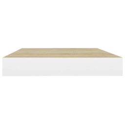 Berkfield Home Floating Wall Shelves 2 pcs Oak & White 50x23x3.8 cm MDF in Brown - thumbnail 6