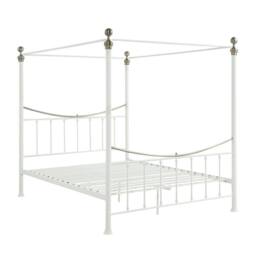OAT Home Marylebone Traditional Four Poster Metal Bed Frame in White - Size: Double - thumbnail 7
