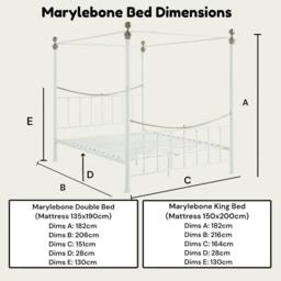 OAT Home Marylebone Traditional Four Poster Metal Bed Frame in White - Size: Double - thumbnail 9