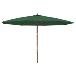 Berkfield Home Garden Parasol with Wooden Pole Green 400x273 cm - thumbnail 2