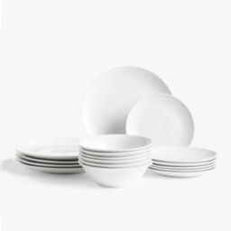 Glim & Glam Dinner Set 12 Piece Crockery Dinnerware Coupe in White - thumbnail 1