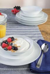 Glim & Glam Dinner Set 12 Piece Crockery Dinnerware Coupe in White - thumbnail 5
