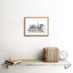 "Artery8 Wall Art Print France Ink Drawing Paris Art Framed 9x7 inch in Beige - Size: W7"" x H9""" - thumbnail 2