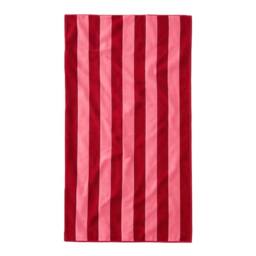 Misona Extra Large Striped Beach Towel - 100% Cotton in Red - thumbnail 1