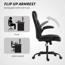 SPETLEK PU Leather Office Desk Chair in Black - Size: 0.6m2 - thumbnail 4