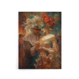 "Artery8 Venetian Masked Ball Romantic Canvas Wall Art Print - Size: W18"" x H24""" - thumbnail 1