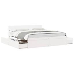 Berkfield Home Modern Bed Frame without Mattress White 180x200 cm Super King Sol - thumbnail 3