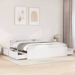Berkfield Home Modern Bed Frame without Mattress White 180x200 cm Super King Sol - thumbnail 2