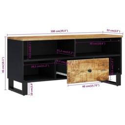 Berkfield Home TV Cabinet 100x33x46 cm Solid Wood Mango&Engineered Wood - Size: 100 x 33 x 46 cm - thumbnail 8
