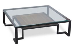 Orsina Roman Coffee Table, Round Tempered Glass Top with Decorative Embossed Bronze Frame, Centrepiece in Black - thumbnail 3
