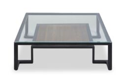 Orsina Roman Coffee Table, Round Tempered Glass Top with Decorative Embossed Bronze Frame, Centrepiece in Black - thumbnail 6