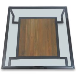 Orsina Roman Coffee Table, Round Tempered Glass Top with Decorative Embossed Bronze Frame, Centrepiece in Black - thumbnail 2