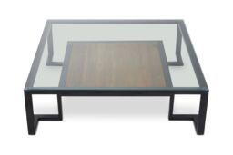 Orsina Roman Coffee Table, Round Tempered Glass Top with Decorative Embossed Bronze Frame, Centrepiece in Black - thumbnail 4