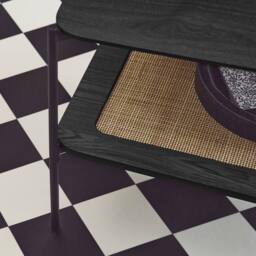 sweeek Square coffee table with wood effect & cane in Black - thumbnail 3