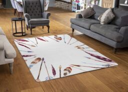 Benjamin Tate Design Watercolor Boho Chic With Feathers & Arrows Rug in Natural - Size: Large - thumbnail 2
