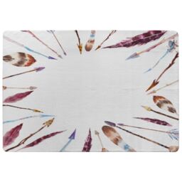 Benjamin Tate Design Watercolor Boho Chic With Feathers & Arrows Rug in Natural - Size: Large - thumbnail 1