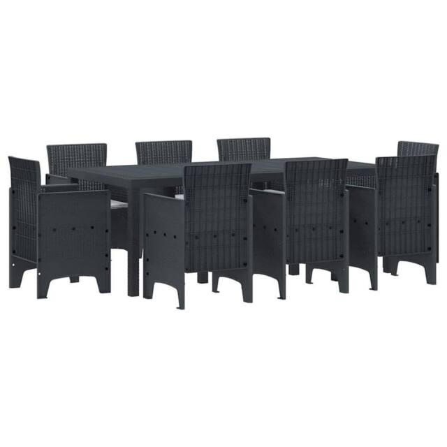 Berkfield Home 9 Piece Garden Dining Set with Cushions Anthracite Poly Rattan - image 1
