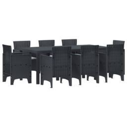 Berkfield Home 9 Piece Garden Dining Set with Cushions Anthracite Poly Rattan