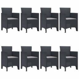 Berkfield Home 9 Piece Garden Dining Set with Cushions Anthracite Poly Rattan - thumbnail 4