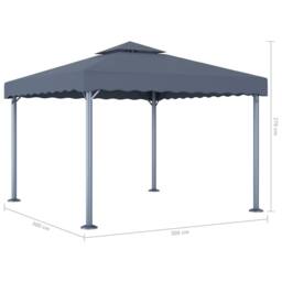 Berkfield Home Gazebo 300x300 cm Anthracite Aluminium in Dark Grey - thumbnail 4
