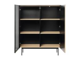 Vente-unique 2-Door Display Cabinet With Leds In MDF & Smoked Glass - H. 127 Cm in Black - thumbnail 6