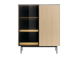 Vente-unique 2-Door Display Cabinet With Leds In MDF & Smoked Glass - H. 127 Cm in Black - thumbnail 2