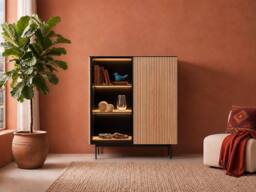 Vente-unique 2-Door Display Cabinet With Leds In MDF & Smoked Glass - H. 127 Cm in Black - thumbnail 3