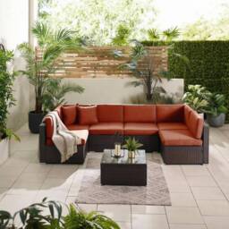 FurnitureboxUK Orlando 6 Seat Modular Outdoor Garden Rattan Sofa in Terracotta - thumbnail 3