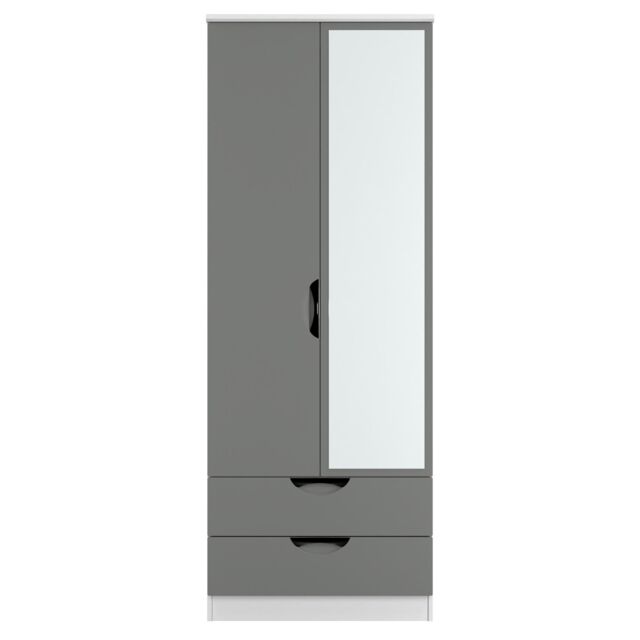 Ready Assembled 2 U Holborn Tall 2 Door 2drw Mirrored Wardrobe (Ready Assembled) in Dark Grey - image 1