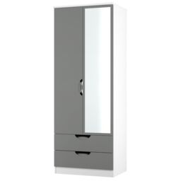 Ready Assembled 2 U Holborn Tall 2 Door 2drw Mirrored Wardrobe (Ready Assembled) in Dark Grey - thumbnail 3