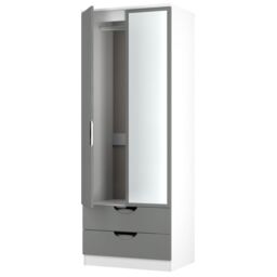 Ready Assembled 2 U Holborn Tall 2 Door 2drw Mirrored Wardrobe (Ready Assembled) in Dark Grey - thumbnail 5