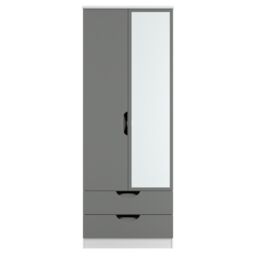 Ready Assembled 2 U Holborn Tall 2 Door 2drw Mirrored Wardrobe (Ready Assembled) in Dark Grey - thumbnail 1