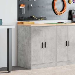 Berkfield Home Garage Storage Cabinet Concrete Grey 60x51x85 cm Solid Wood Pine - Size: 60 x 51 x 85 cm - thumbnail 3