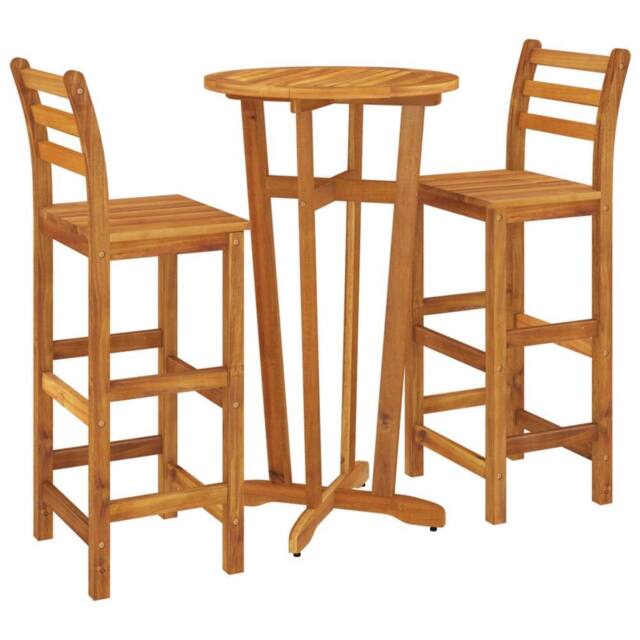 Berkfield Home Beautiful 3 Piece Garden Bar Set Solid Wood Acacia in Brown - image 1